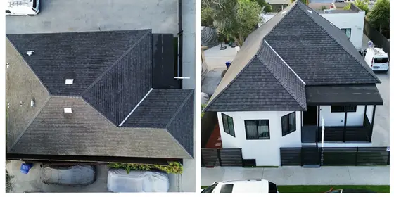 Drone photos of a roof
