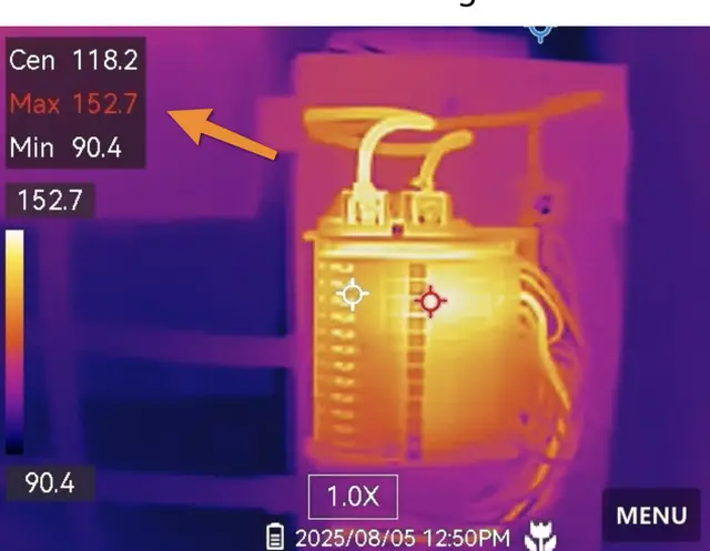 Thermal image of an overheating electrical breaker